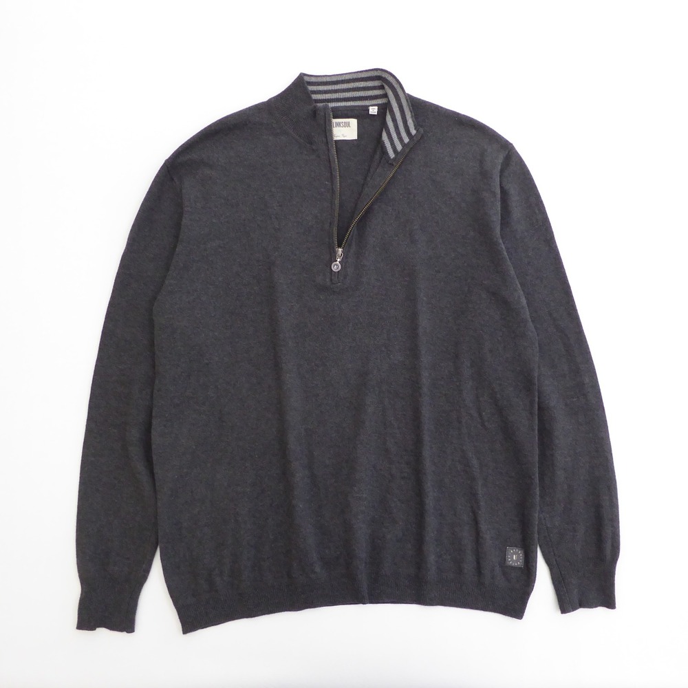 Linksoul Tempus Fugit 1/4 Quarter Zip Pullover Gray Cashmere Blend Medium